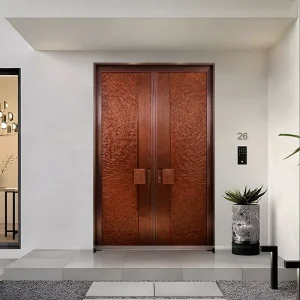 Pure Copper Contemporary Security Entry Door for Home