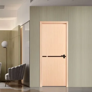 QM-9021 Paint-Free Solid Wood Interior Door Set with Water-Resistant Finish for Bedroom, Hotel, Villa