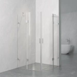 Quarter Circle Frameless Double Hinge Swing Door Shower Enclosure Curved Tempered Glass Shower Screen Bathroom