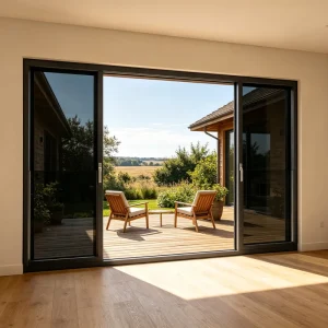 RC3 Ultra-Narrow-Frame Aluminum Sliding Door with Double Tempered Glass for Living Room Partition