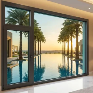 RG95 Thermal Break Casement Window U-Value 1.1 Triple Glazed PVDF Coating for GCC