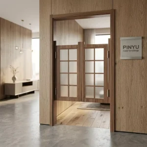 Raw Oak Eight-Grid Frosted Glass Double Bi-Fold Solid Wood Wardrobe Door
