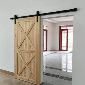 Raw Solid Fir Sliding Barn Door Natural Wood Grain Interior Barn Door for Cottage Laundry Room Divider