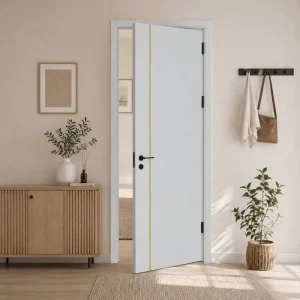 Ready-to-Install Solid Wood Interior Door with Frame, Water-Based Paint, Soundproof, Modern Bedroom Door