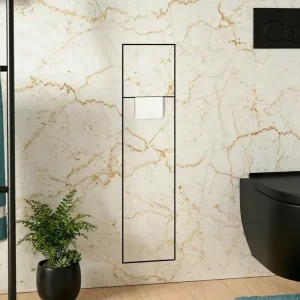 Recessed Built-In WC Storage Module with Double-Compartment In-Wall Toilet Niche and Paper and Toilet Brush Holder