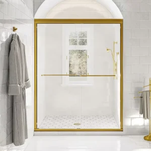 Rectangle Tempered Glass Sliding Shower Door Hotel Bathroom