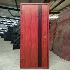 Red Woodgrain Single Door Modern Interior Door for Living Room & Bedroom