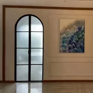 Residential Arch Door, Aluminum Frame Frosted Double Glass French Doors