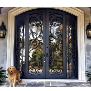 Residential Exterior Wrought Iron Security Steel Door Entrance