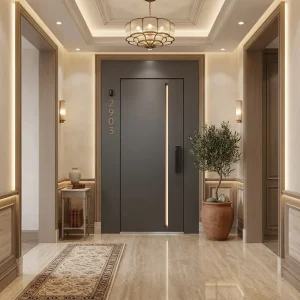 Residential Villa Cast Aluminum Entrance Security Door with Soundproofing, Anti-Theft Design and Lights