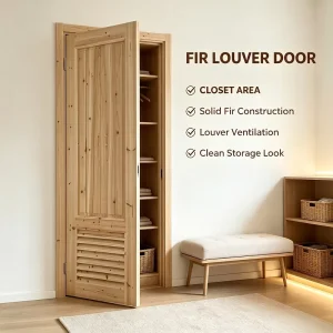 Retro Farmhouse Solid Fir Louver Door for Villas, Homestays, and Hotels