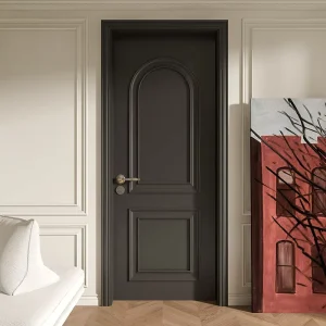 Retro French Solid Wood Black Single Interior Door
