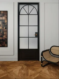 Retro French Waterproof Glass Swing Door with Soundproof Aluminum Frame for Bedroom, Bathroom, or Kitchen Double Glazing