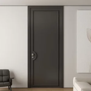Retro Solid Wood Black Interior Single Door for Bedroom, Living Room, or Dressing Room