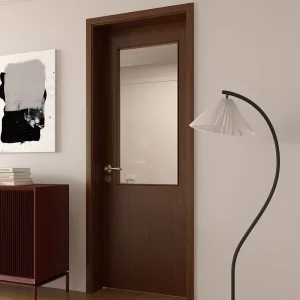 Retro Solid Wood Single Interior Door for Bathroom, Apartment