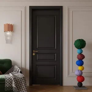 Retro Solid Wood Single Interior Door for Bedroom, Living Room, Dressing Room