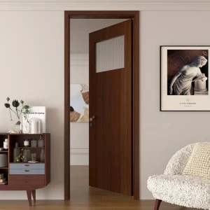Retro Solid Wood Single Interior Door for Bedroom, Living Room, Dressing Room, and Study Room