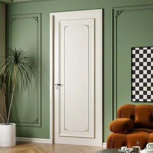 Retro Solid Wood Single Interior Door for Bedroom, Living Room, and Dressing Room