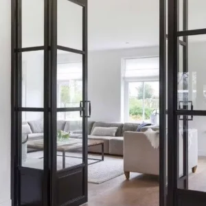 Retro Thermal Break UV Blocking Low-E Glass French Partition Door Aluminum Glass