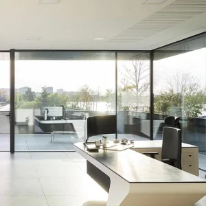 Retro Thickened Wall Glass Aluminum Partition Sliding Door with Wear Resistant Finish for Villa Hotel Entry