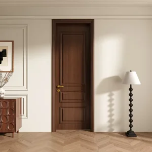 Retro Walnut Lacquered Interior Door Set for Rural Style Villa