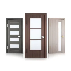 Room Composite Door Modern Design PVC Veneer Solid Wood Frame Wooden Door
