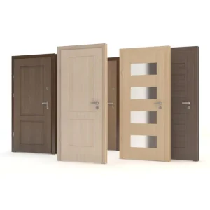Room Composite Door Modern Design PVC Veneer Solid Wood Frame Wooden Door