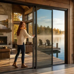 Rt Gallery Aluminum PVC Sliding Glass Door Museum Grade UV Protective Glass Minimalist Frame for Maximum Art Visibility Dining