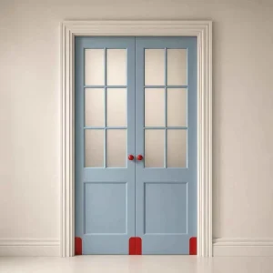 Rubber Wood French-Style Interior Door with White Vertical Panels
