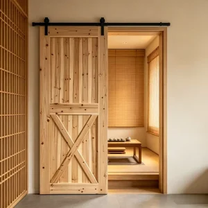 Rural Solid Fir Barn Door Sliding Interior Door Without Chemical Coating