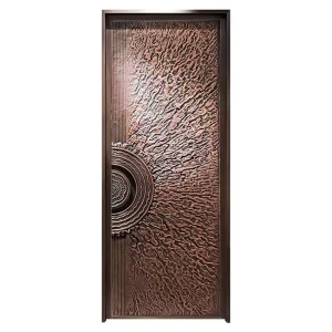Rust-Resistant Copper Veneer Wooden Door, Solid Core, Handmade Hotel Entrance Door