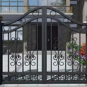 Rustproof Wrought Iron Luxury European Villa Exterior Front Entry Doors with Anti-theft Fiberglass Screen Outdoor