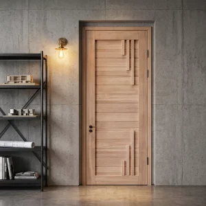 SM024 Modern Wooden Sliding Barn Door for Living Room or Dining Room