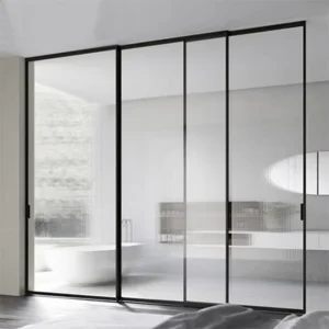 Safe Huge Interior Partition Slim Narrow Aluminum Frame Changhong Glass Sliding Door