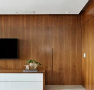 Seamless Invisible Hidden Wooden Door with Matching Wall Panels Sound Insulation and Aluminum System