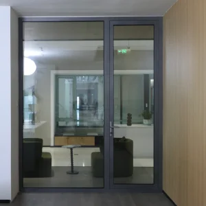 Seamless Welded Aluminum Alloy Soundproof Double-Tempered-Glass Casement Swing Door