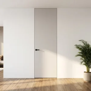 Secret Door with Hidden Hinge, White Aluminum Wood Interior Door