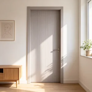 Security Exterior Entrance Door for Houses and Hotels Contemporary Wood WPC Frame Front Door Sound Insulation Bedroom