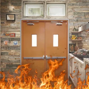 Security Internal Sliding Strong Room Black Solid Steel 60 Min Fireproof Door with Push Bar