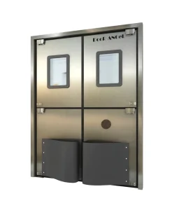 Self-Closing Double-Leaf Stainless Steel Swing Traffic Door for Commercial Kitchen Use