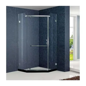 Semi-Frameless Shower Enclosure with Stainless Steel Swing Hinges and Tempered Glass Door