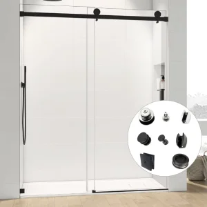 Semi framed Aluminum Alloy Sliding Shower Door Fitting Kit Stainless Steel Roller Track Handle Glass Shower Screen Accessories