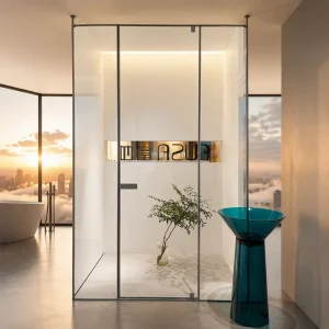 Shower Door Pivot Shower Partition Framed Square Shower Enclosure 10mm Tempered Glass 304 Stainless Steel Hotel Apartment
