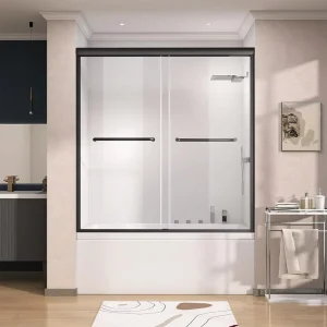 Shower Door for Tub 56 60 In. W X 62 H Semi Frameless Double Sliding Bypass Bath Glass