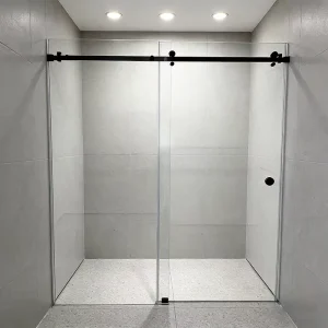 Shower Enclosure Factory Modern Easy Installation Custom Brushed 304 Stainless Steel Frameless Sliding Tempered Glass Shower