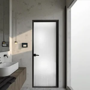 Simple Aluminum Alloy Bathroom Kitchen Balcony Very Narrow Casement Door for Bedroom Villa Laminated Glass Toilet Door