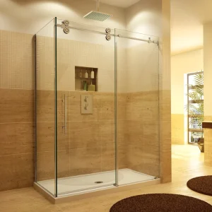 Simple Bathroom Straight Sliding Tempered Glass Shower Room Door