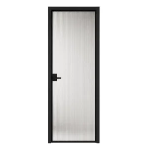 Simple Design Aluminum Glass Bathroom Door with Push-and-Pull Opening for Hotel Use, Minimalist Style