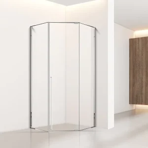 Simple Diamond Shower Room Screen Pivot Open Style Bathroom Dry and Wet Separation with Glass Door