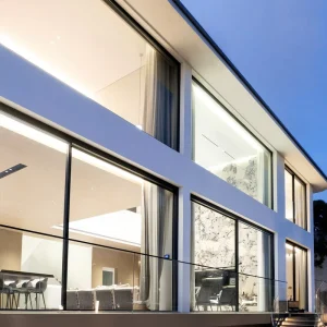 Simple Light Luxury Narrow Border Full View Tempered Glass Aluminum Partition Entry Villa Apartment Exterior Patio Sliding Door